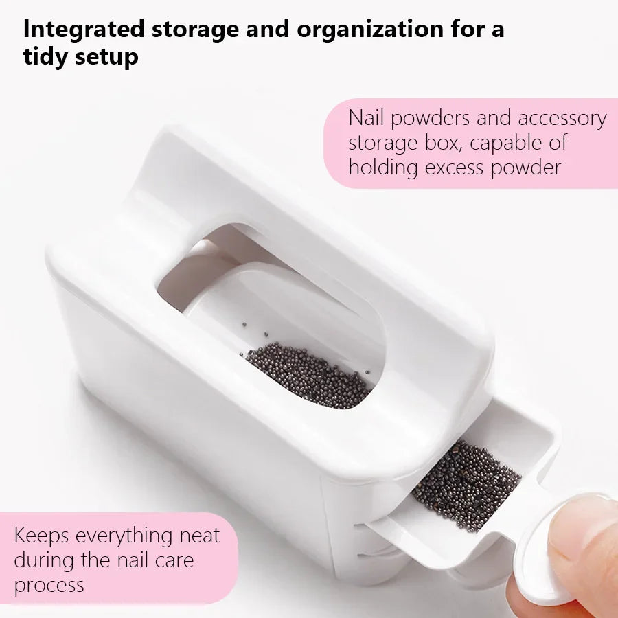 Kit Manucure Dip Powder Portable – Plateau Recycleur, Brosse & Entonnoir