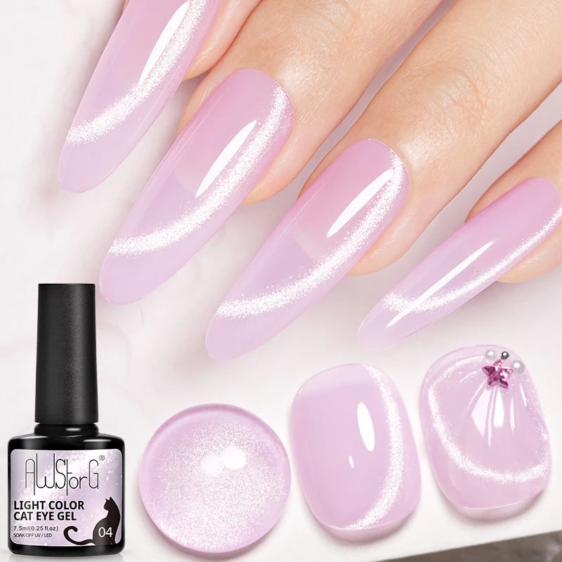 AWStorG Vernis Gel Magnétique Œil de Chat en Verre 7,5ml – Couverture Totale, Semi-Permanent, Manucure Sublime