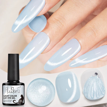 AWStorG Vernis Gel Magnétique Œil de Chat en Verre 7,5ml – Couverture Totale, Semi-Permanent, Manucure Sublime