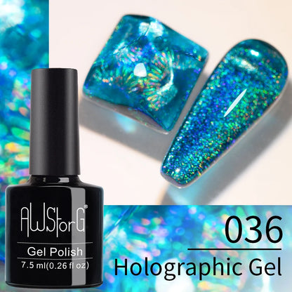AWStorG Vernis Gel Magnétique Œil de Chat en Verre 7,5ml – Couverture Totale, Semi-Permanent, Manucure Sublime