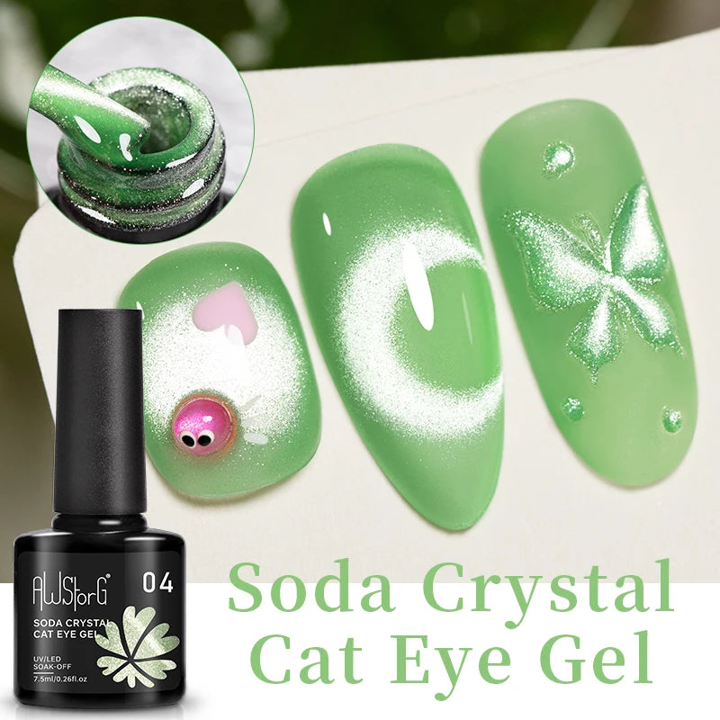 AWStorG Vernis Gel Magnétique Œil de Chat en Verre 7,5ml – Couverture Totale, Semi-Permanent, Manucure Sublime