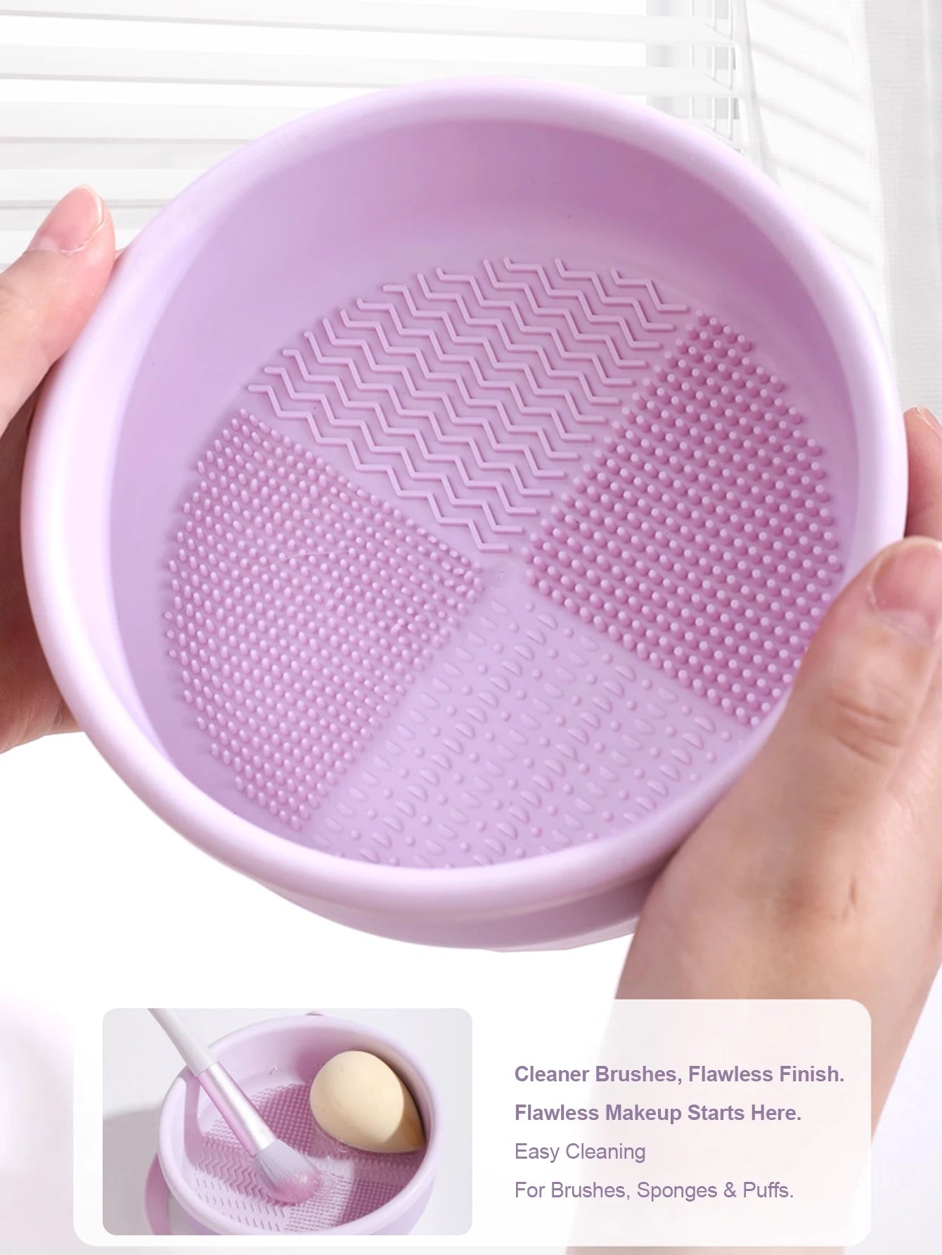 Nettoyeur Séchoir 3-en-1 pour Pinceaux Maquillage – Station de Lavage & Tapis de Rangement