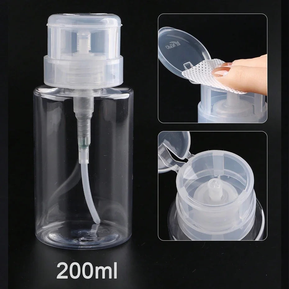 Flacon Rechargeable à Pompe Presse – Dissolvant & Outils Manucure Nail Art