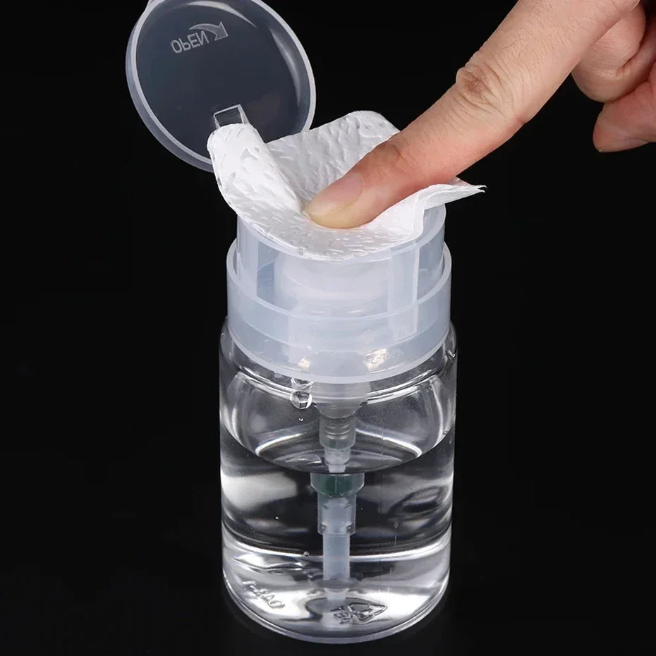 Flacon Rechargeable à Pompe Presse – Dissolvant & Outils Manucure Nail Art