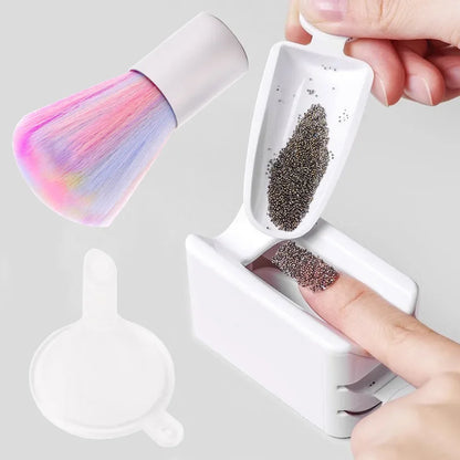 Kit Manucure Dip Powder Portable – Plateau Recycleur, Brosse & Entonnoir
