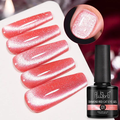AWStorG Vernis Gel Magnétique Œil de Chat en Verre 7,5ml – Couverture Totale, Semi-Permanent, Manucure Sublime