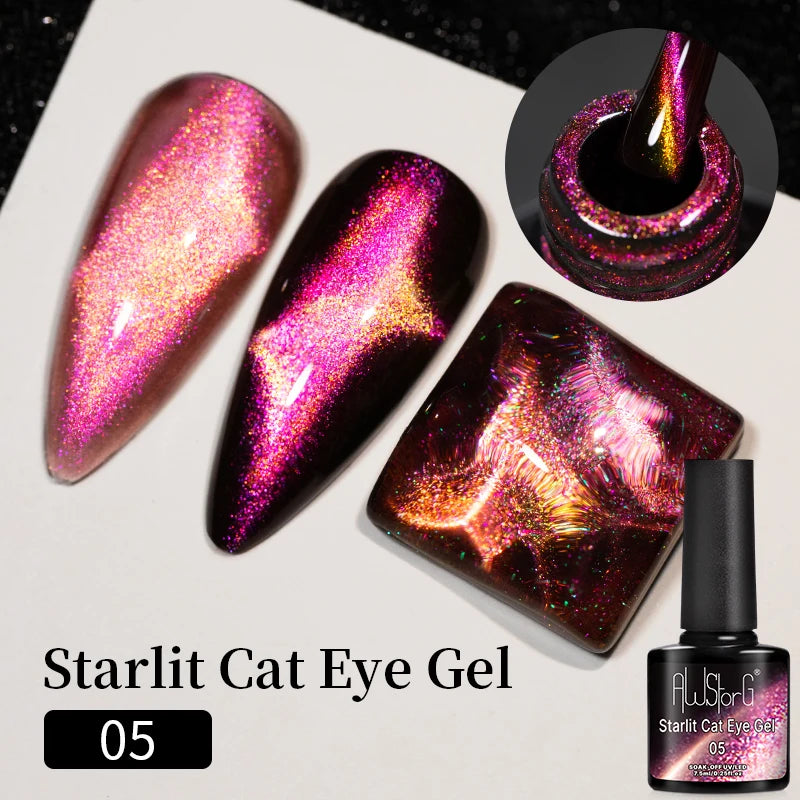 AWStorG Vernis Gel Magnétique Œil de Chat en Verre 7,5ml – Couverture Totale, Semi-Permanent, Manucure Sublime