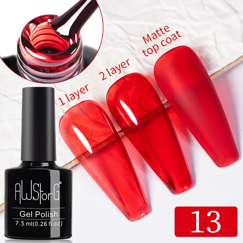 AWStorG Vernis Gel Magnétique Œil de Chat en Verre 7,5ml – Couverture Totale, Semi-Permanent, Manucure Sublime