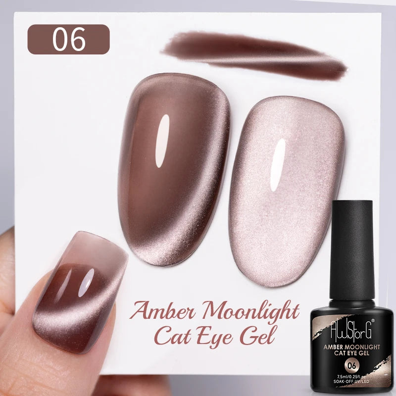 AWStorG Vernis Gel Magnétique Œil de Chat en Verre 7,5ml – Couverture Totale, Semi-Permanent, Manucure Sublime