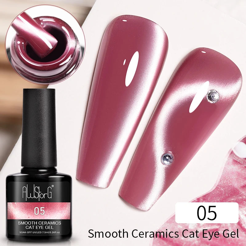 AWStorG Vernis Gel Magnétique Œil de Chat en Verre 7,5ml – Couverture Totale, Semi-Permanent, Manucure Sublime