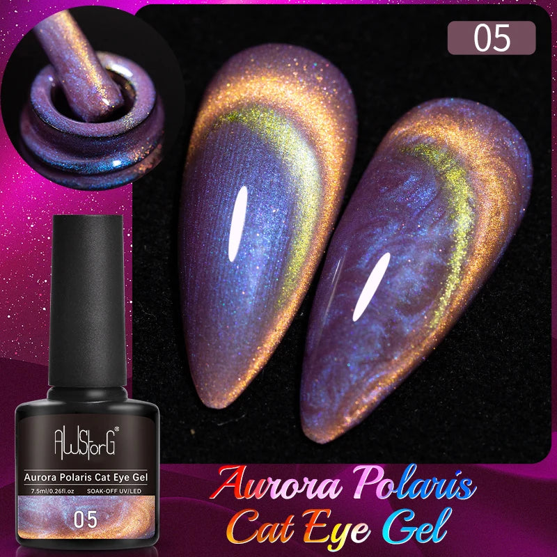 AWStorG Vernis Gel Magnétique Œil de Chat en Verre 7,5ml – Couverture Totale, Semi-Permanent, Manucure Sublime