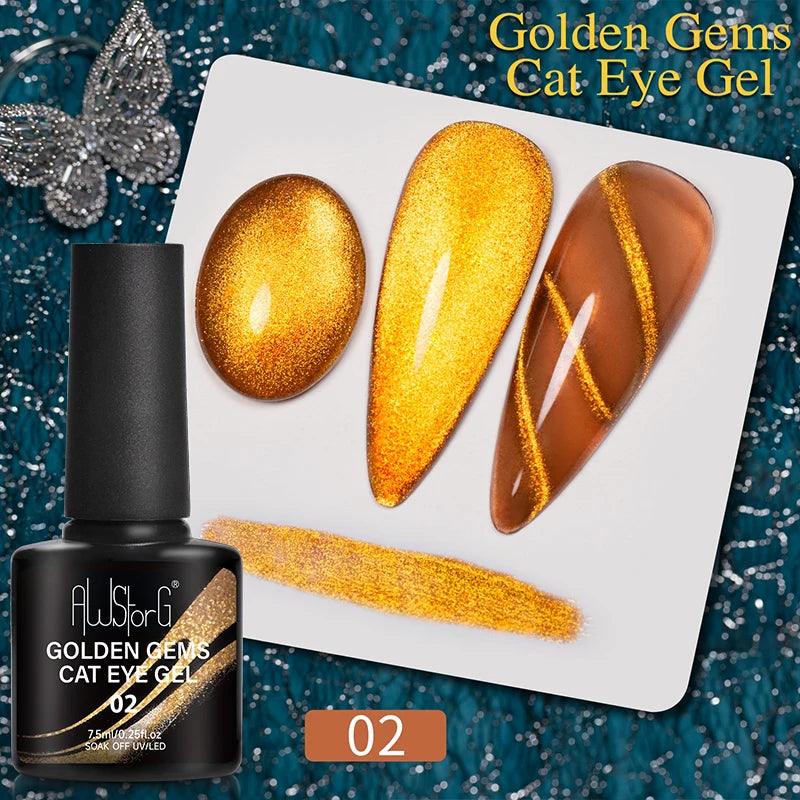 AWStorG Vernis Gel Magnétique Œil de Chat en Verre 7,5ml – Couverture Totale, Semi-Permanent, Manucure Sublime