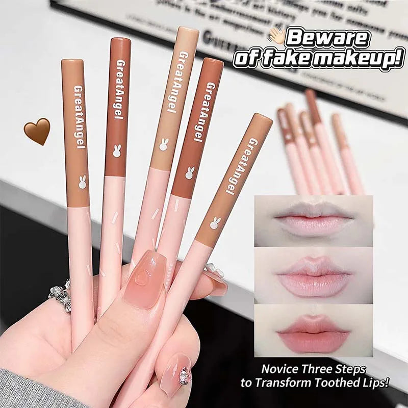 Crayon Contour Lèvres Waterproof Style Coréen – Fini Mat, Longue Tenue, Teintes Nude