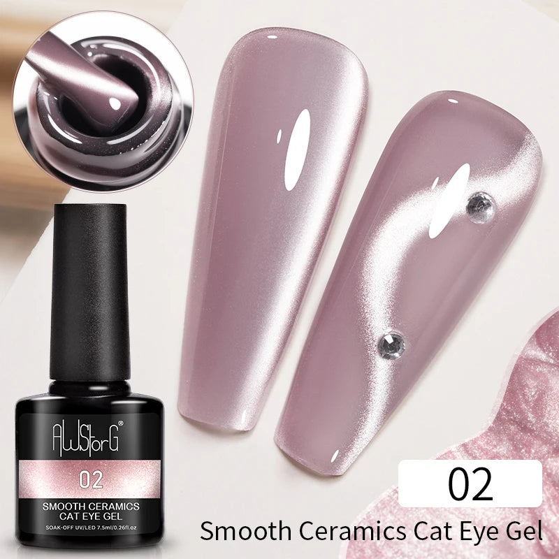AWStorG Vernis Gel Magnétique Œil de Chat en Verre 7,5ml – Couverture Totale, Semi-Permanent, Manucure Sublime