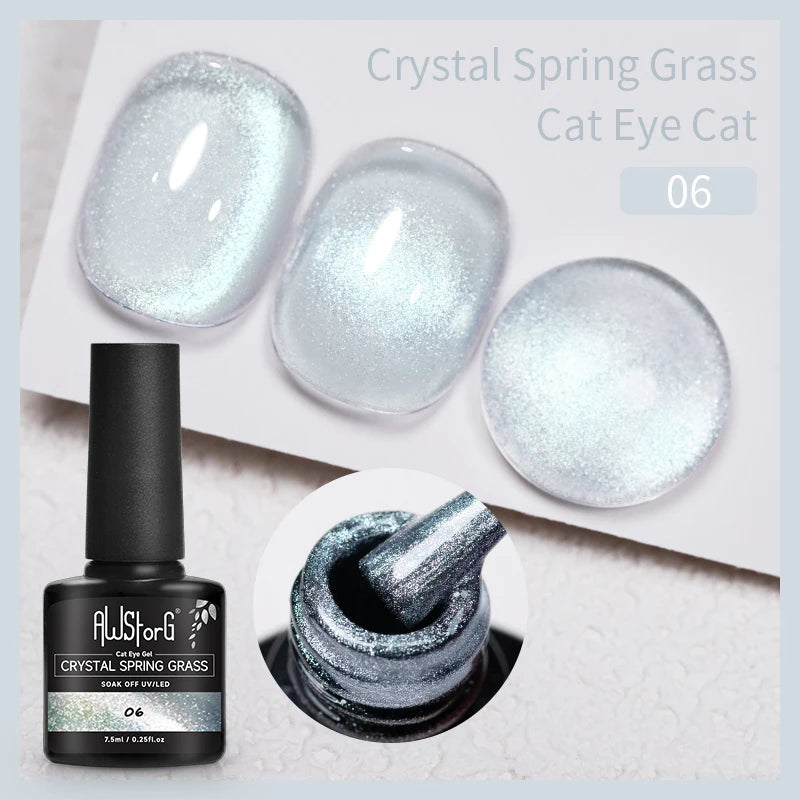 AWStorG Vernis Gel Magnétique Œil de Chat en Verre 7,5ml – Couverture Totale, Semi-Permanent, Manucure Sublime