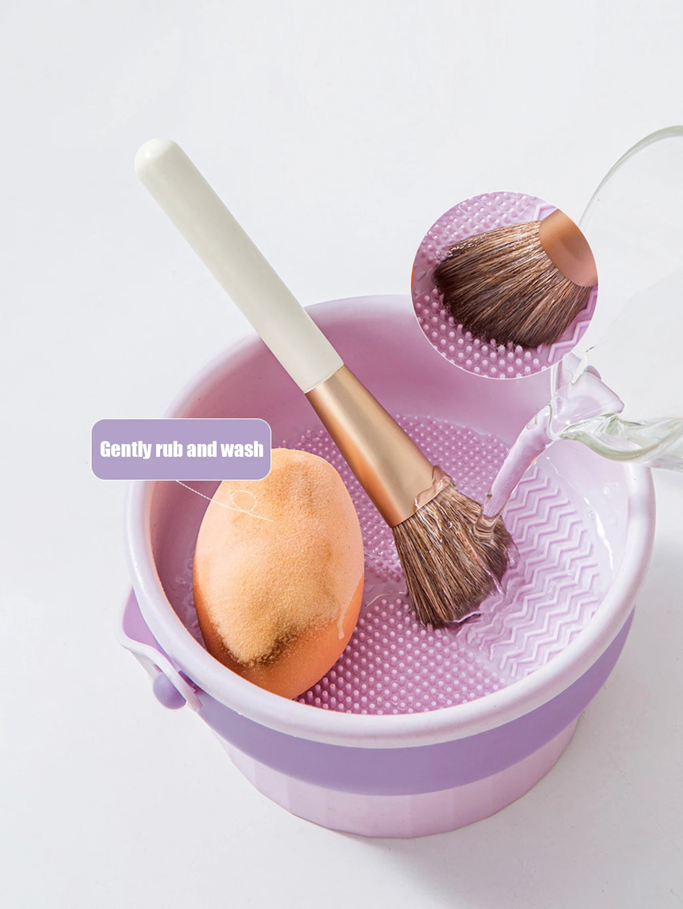 Nettoyeur Séchoir 3-en-1 pour Pinceaux Maquillage – Station de Lavage & Tapis de Rangement