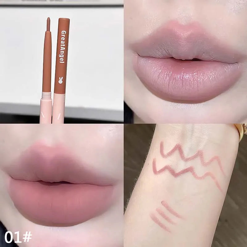 Crayon Contour Lèvres Waterproof Style Coréen – Fini Mat, Longue Tenue, Teintes Nude