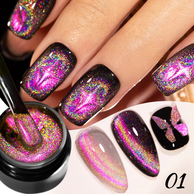 AWStorG Vernis Gel Magnétique Œil de Chat en Verre 7,5ml – Couverture Totale, Semi-Permanent, Manucure Sublime