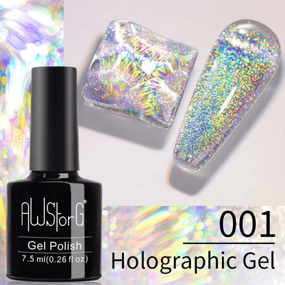 AWStorG Vernis Gel Magnétique Œil de Chat en Verre 7,5ml – Couverture Totale, Semi-Permanent, Manucure Sublime