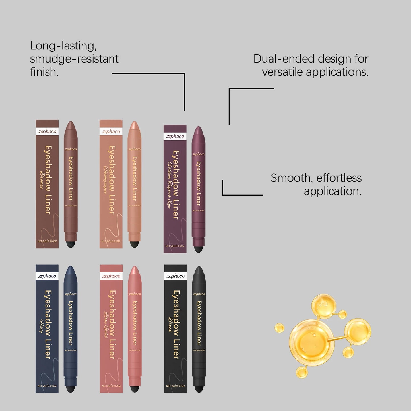 Crayon Eyeliner 2-en-1 Waterproof – Sèche Vite, Longue Tenue & Effet Smoky