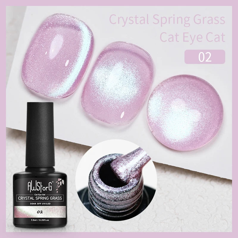 AWStorG Vernis Gel Magnétique Œil de Chat en Verre 7,5ml – Couverture Totale, Semi-Permanent, Manucure Sublime