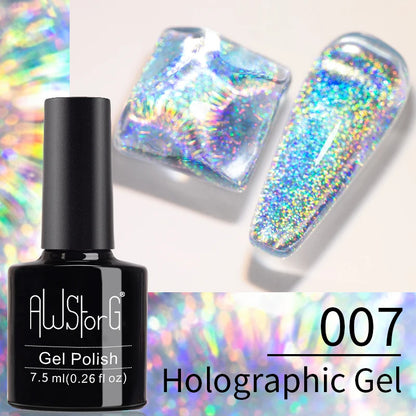 AWStorG Vernis Gel Magnétique Œil de Chat en Verre 7,5ml – Couverture Totale, Semi-Permanent, Manucure Sublime
