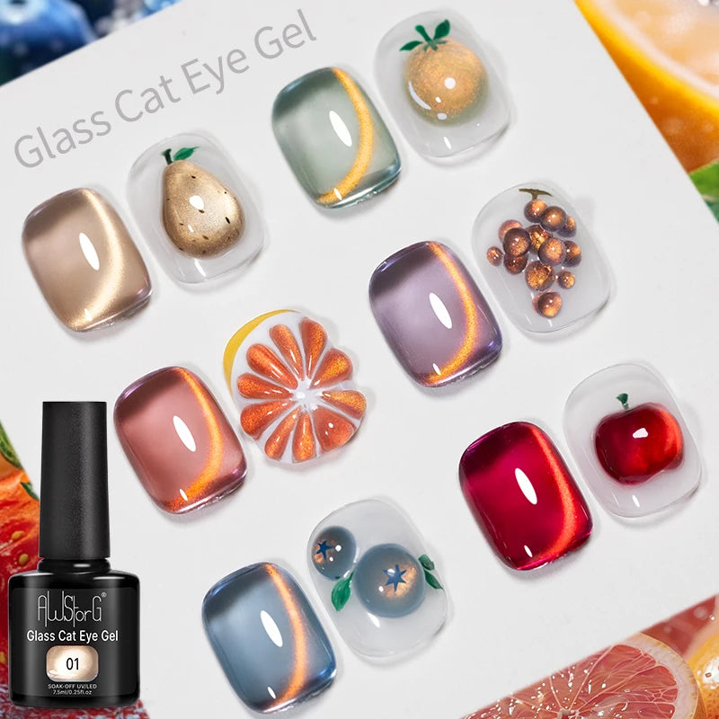AWStorG Vernis Gel Magnétique Œil de Chat en Verre 7,5ml – Couverture Totale, Semi-Permanent, Manucure Sublime