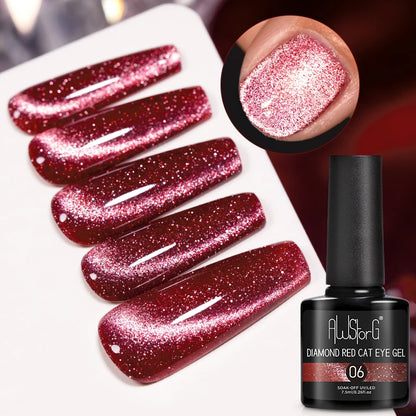 AWStorG Vernis Gel Magnétique Œil de Chat en Verre 7,5ml – Couverture Totale, Semi-Permanent, Manucure Sublime