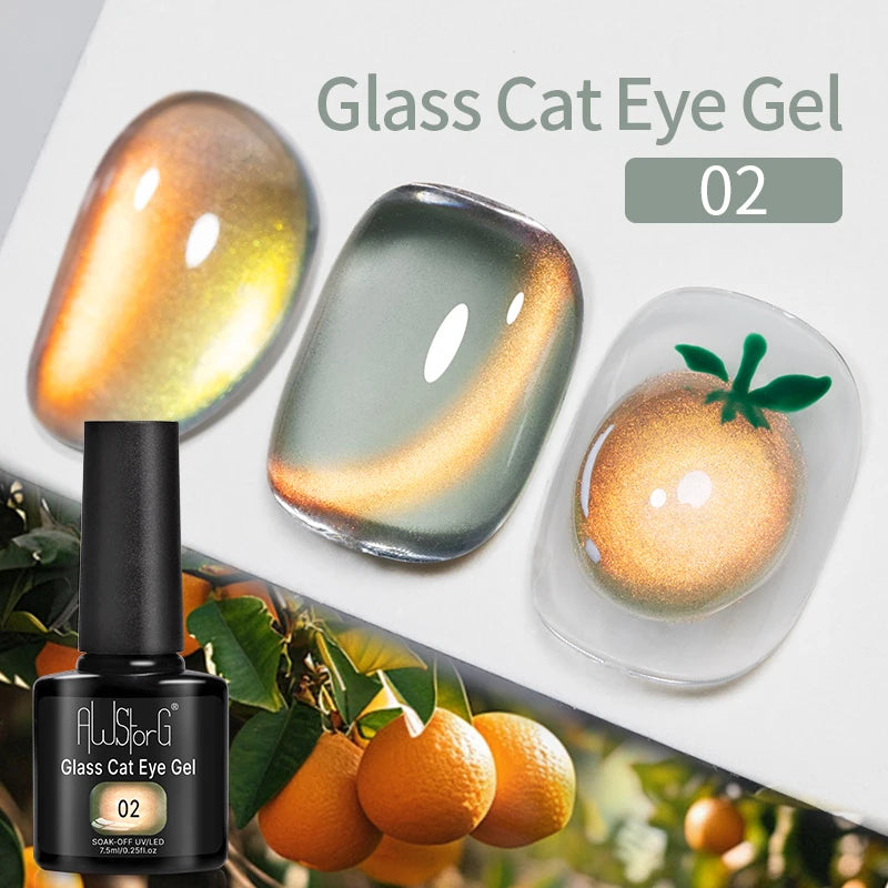 AWStorG Vernis Gel Magnétique Œil de Chat en Verre 7,5ml – Couverture Totale, Semi-Permanent, Manucure Sublime