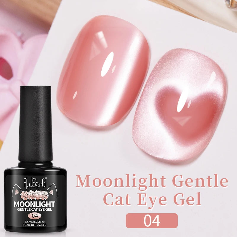 AWStorG Vernis Gel Magnétique Œil de Chat en Verre 7,5ml – Couverture Totale, Semi-Permanent, Manucure Sublime