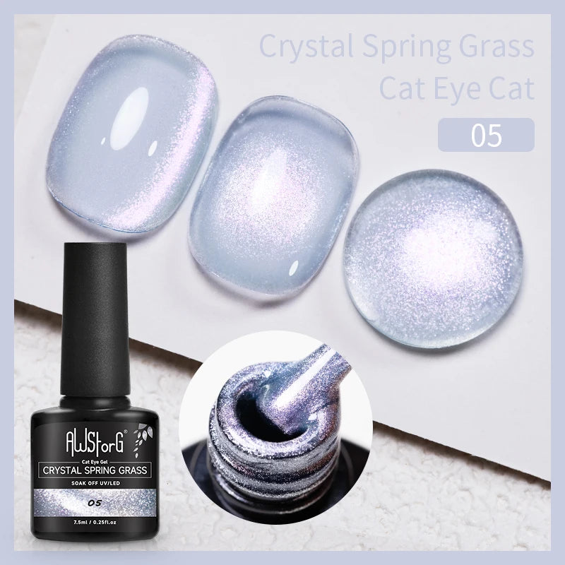 AWStorG Vernis Gel Magnétique Œil de Chat en Verre 7,5ml – Couverture Totale, Semi-Permanent, Manucure Sublime