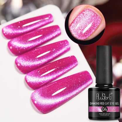 AWStorG Vernis Gel Magnétique Œil de Chat en Verre 7,5ml – Couverture Totale, Semi-Permanent, Manucure Sublime