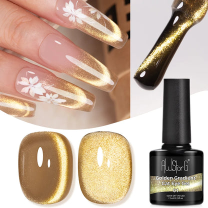 AWStorG Vernis Gel Magnétique Œil de Chat en Verre 7,5ml – Couverture Totale, Semi-Permanent, Manucure Sublime