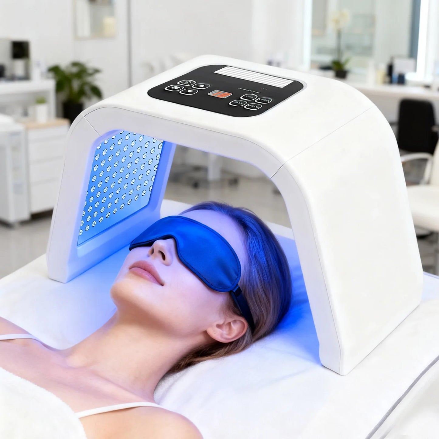 Masque LED Facial Professionnel 7 Couleurs – 287 LEDs, Thérapie Lumineuse pour Acné, Rides & Rajeunissement de la Peau, Usage Salon & Maison