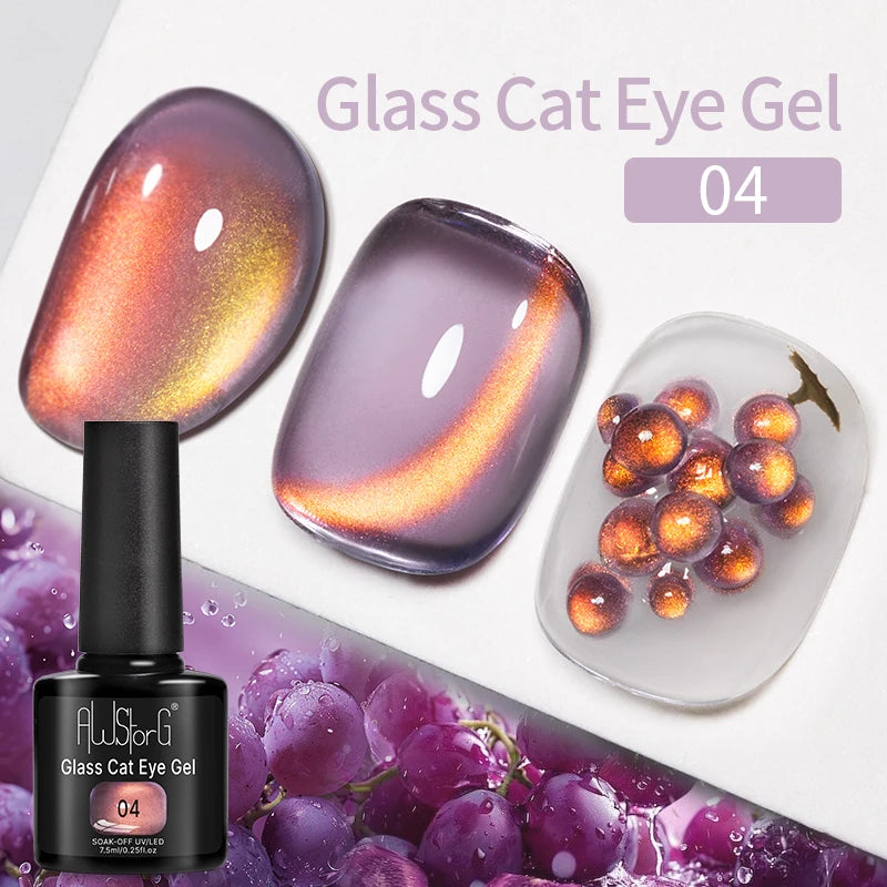 AWStorG Vernis Gel Magnétique Œil de Chat en Verre 7,5ml – Couverture Totale, Semi-Permanent, Manucure Sublime