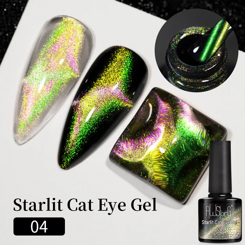 AWStorG Vernis Gel Magnétique Œil de Chat en Verre 7,5ml – Couverture Totale, Semi-Permanent, Manucure Sublime