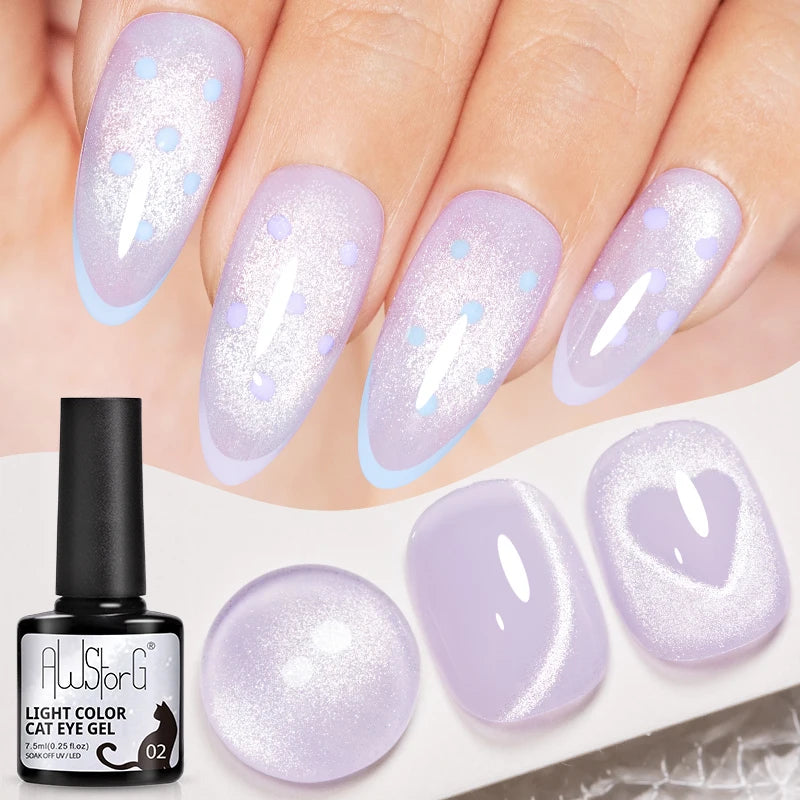 AWStorG Vernis Gel Magnétique Œil de Chat en Verre 7,5ml – Couverture Totale, Semi-Permanent, Manucure Sublime