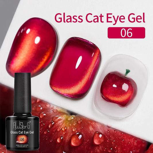 AWStorG Vernis Gel Magnétique Œil de Chat en Verre 7,5ml – Couverture Totale, Semi-Permanent, Manucure Sublime