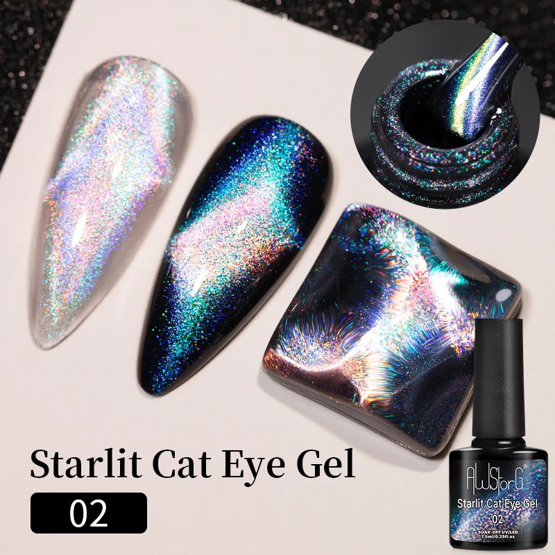 AWStorG Vernis Gel Magnétique Œil de Chat en Verre 7,5ml – Couverture Totale, Semi-Permanent, Manucure Sublime