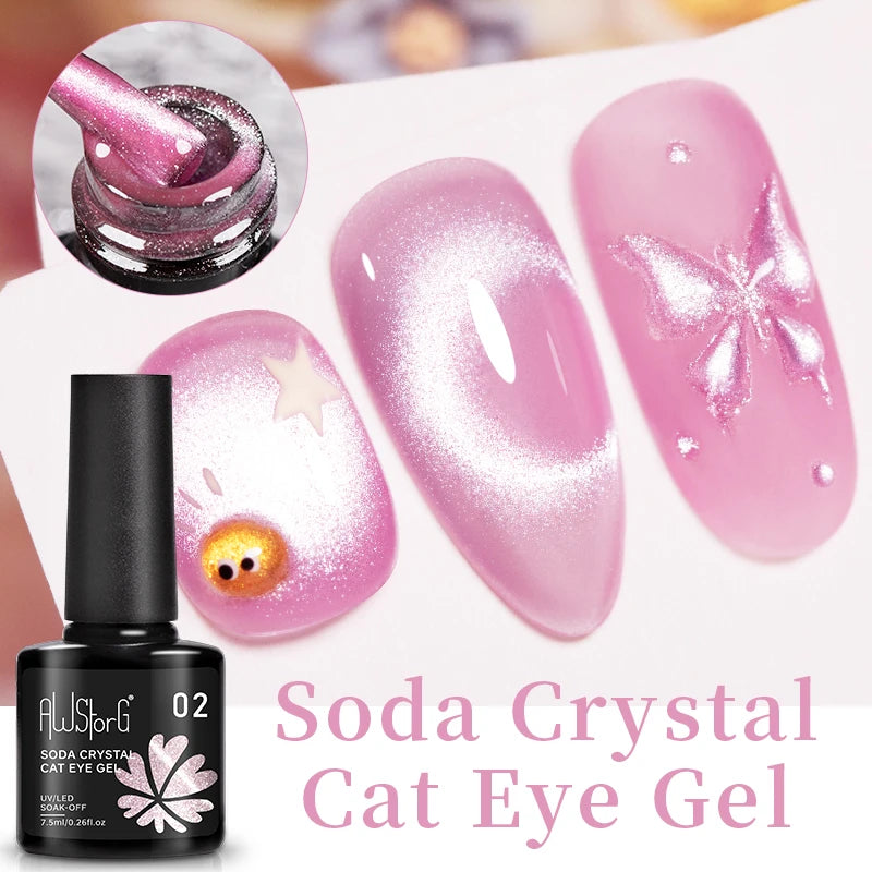 AWStorG Vernis Gel Magnétique Œil de Chat en Verre 7,5ml – Couverture Totale, Semi-Permanent, Manucure Sublime