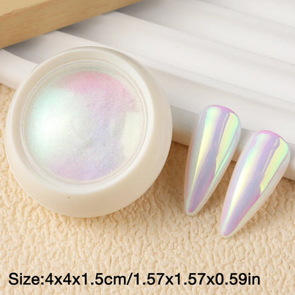 Poudre pour Ongles Effet Chrome Licorne – Reflets Aurore Rose Irisé