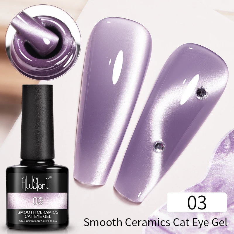 AWStorG Vernis Gel Magnétique Œil de Chat en Verre 7,5ml – Couverture Totale, Semi-Permanent, Manucure Sublime